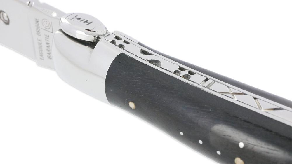 Laguiole Laguiole En Aubrac Knife 1 Piece 12 Cm Ebony Handle Rugby Ball 2 Shiny Stainless Steel Bolsters