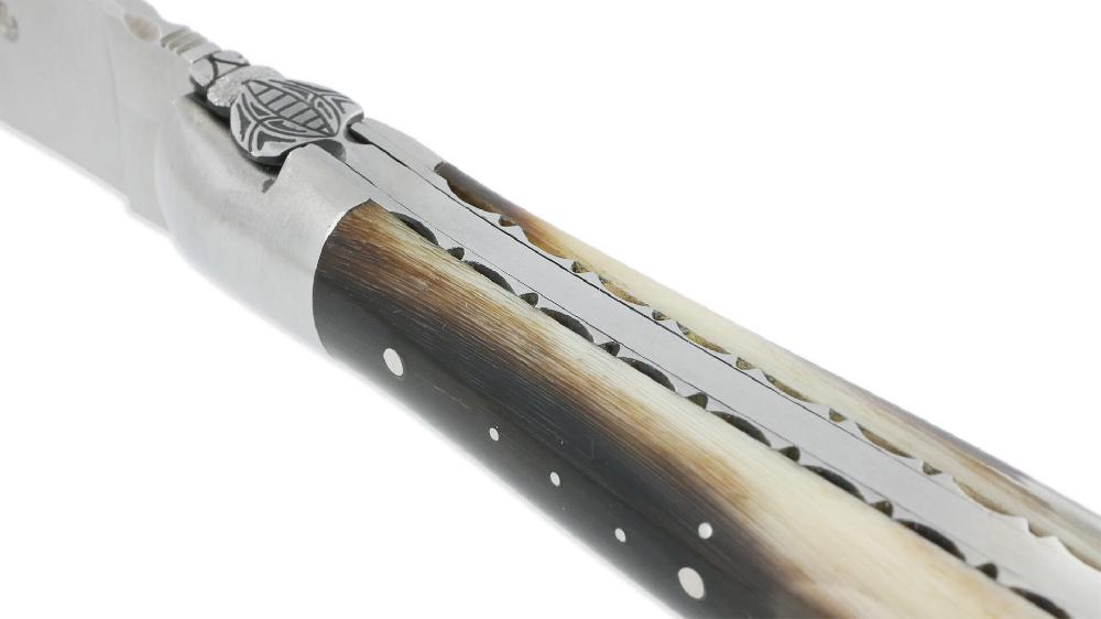 laguiole Laguiole en Aubrac Knife 1 Piece 12 cm Flamed Horn Tip 1 Brushed Stainless Steel Bolster Bumblebee Decoration