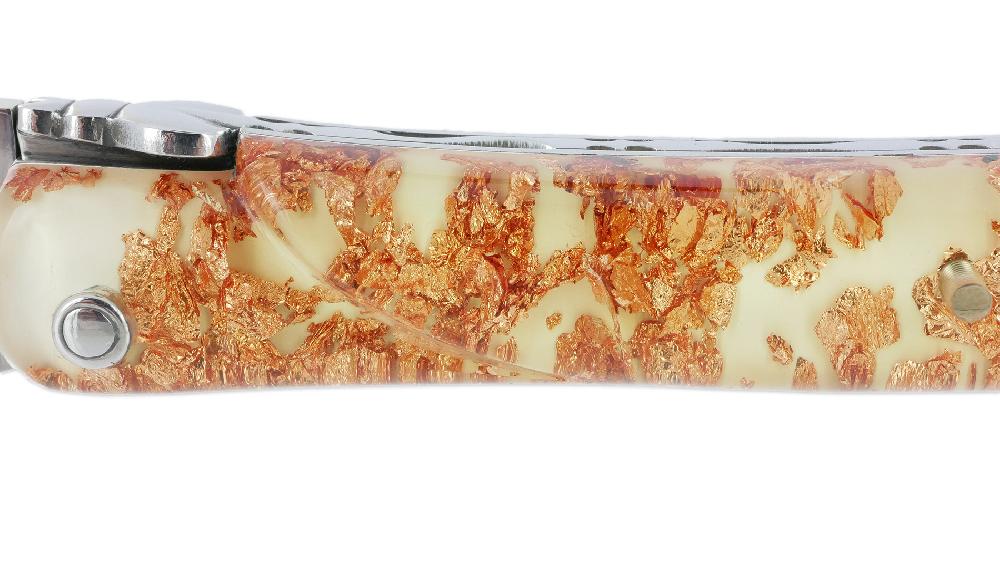 Laguiole Laguiole En Aubrac Knife 1 Piece 12 Cm Full Acrylic Handle Glittered Copper Shiny Finish