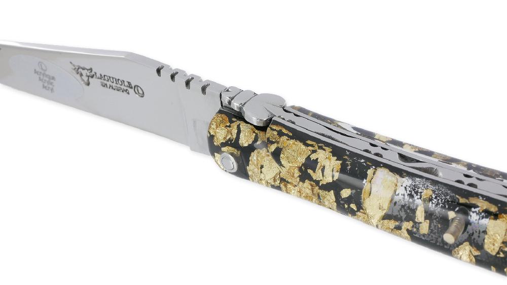 Laguiole Laguiole En Aubrac Knife 1 Piece 12 Cm Full Gold Glitter Acrylic Handle Shiny Finish