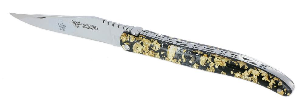 Laguiole Laguiole En Aubrac Knife 1 Piece 12 Cm Full Gold Glitter Acrylic Handle Shiny Finish