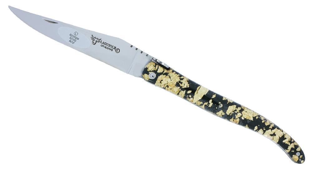 laguiole Laguiole en Aubrac Knife 1 Piece 12 cm Full Gold Glitter Acrylic Handle Shiny Finish