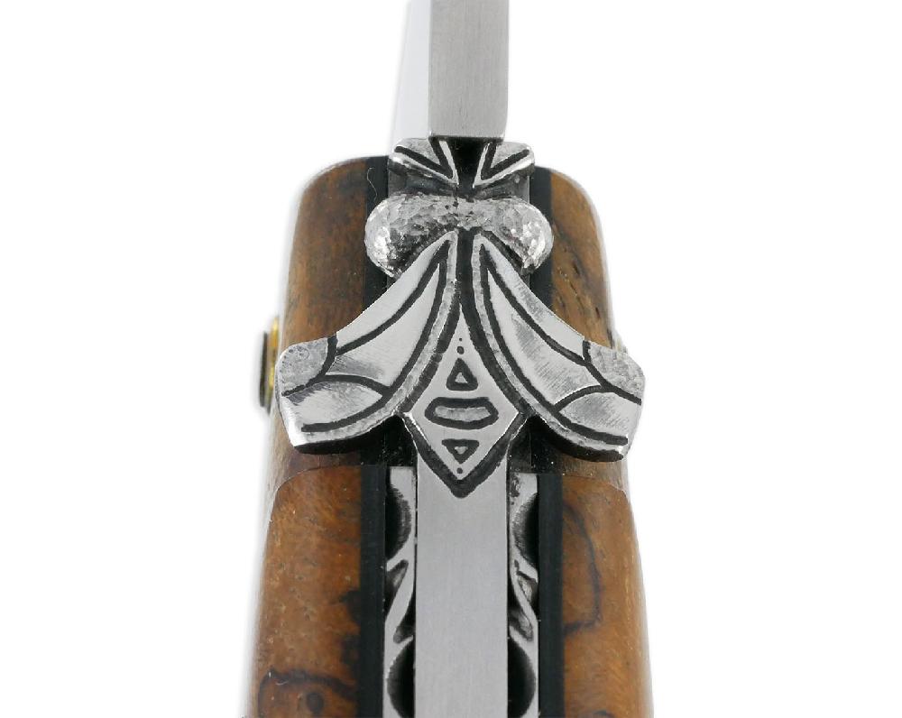 Laguiole Laguiole En Aubrac Knife 1 Piece 12 Cm Full Handle In Burr Teak Finish Brushed Stainless Steel