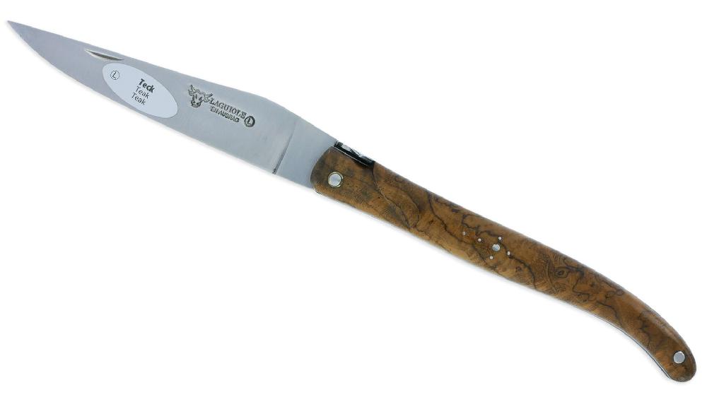 laguiole Laguiole en Aubrac Knife 1 Piece 12 cm Full Handle in Burr Teak Finish Brushed Stainless Steel