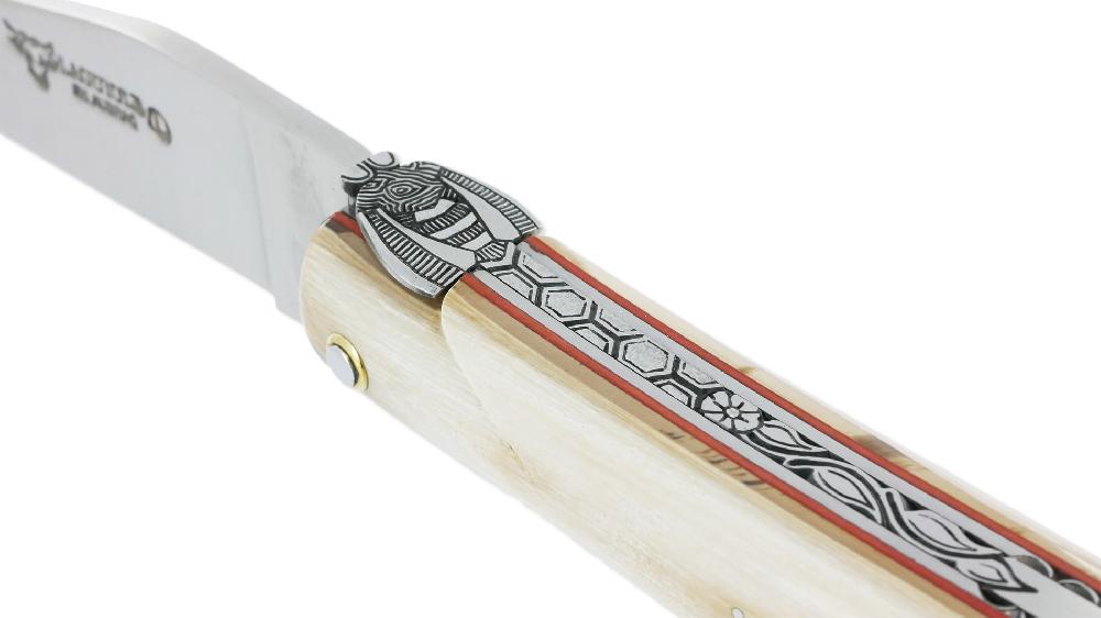 Laguiole Laguiole En Aubrac Knife 1 Piece 12 Cm Full Mammoth Ivory Handle Handcarved Spring And Plates Fly N°4