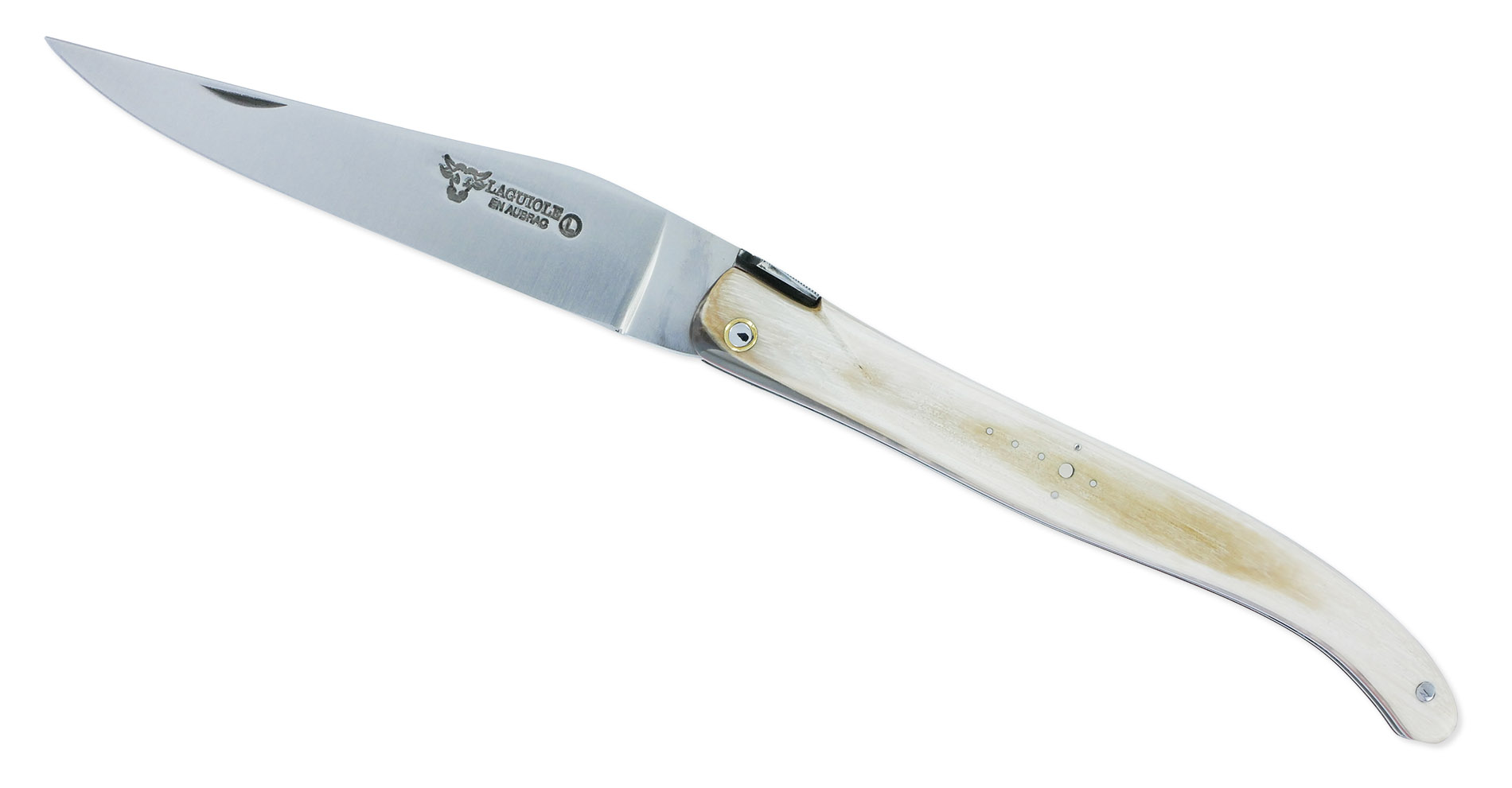 laguiole Laguiole en Aubrac Knife 1 Piece 12 cm Full Mammoth Ivory Handle Handcarved Spring and Plates Fly N°4
