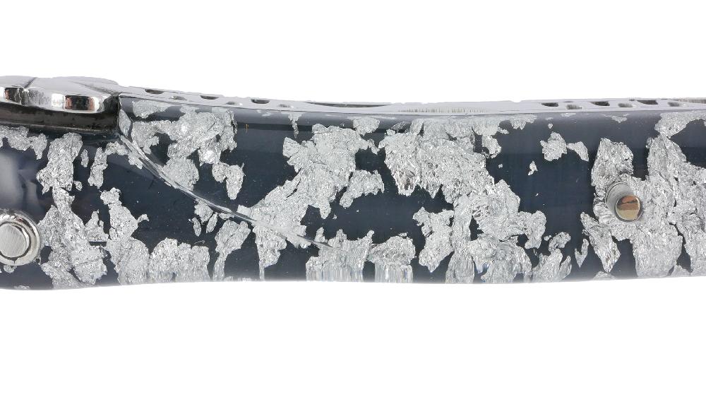 Laguiole Laguiole En Aubrac Knife 1 Piece 12 Cm Full Silver Glittery Acrylic Handle Shiny Finish