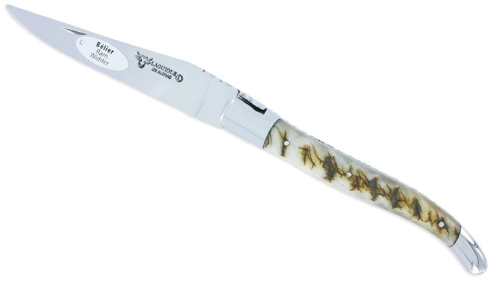 laguiole Laguiole en Aubrac Knife 1 Piece 12 cm Scottish Ram Crust Handle 2 Shiny Stainless Steel Bolsters