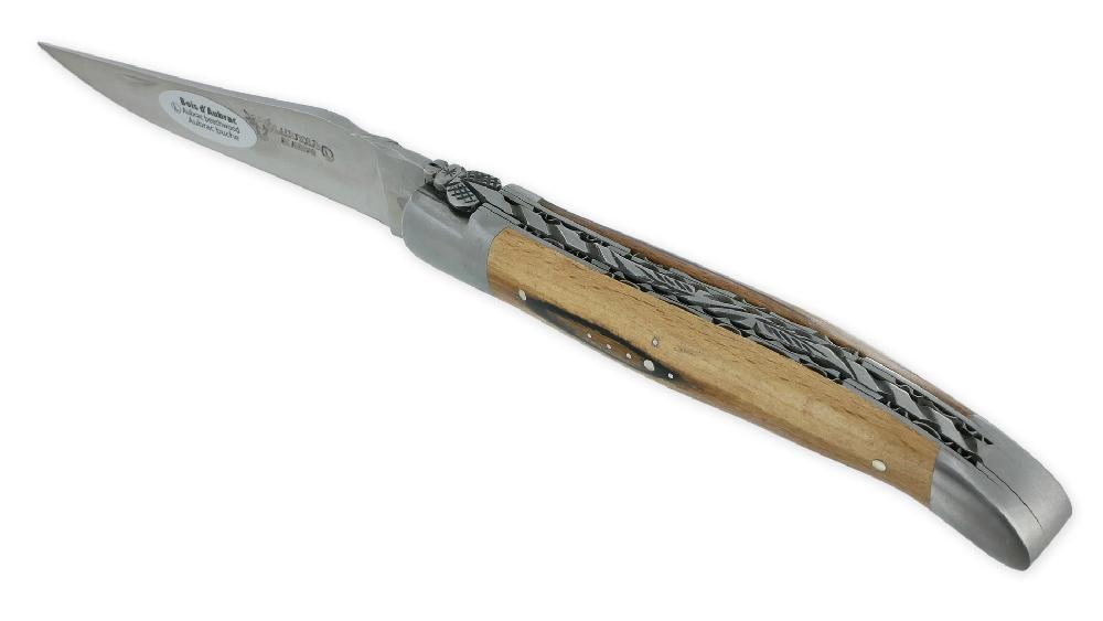 laguiole Laguiole en Aubrac knife 1 piece 12cm Aubrac wood handle 2 double bolsters brushed finish NUM2