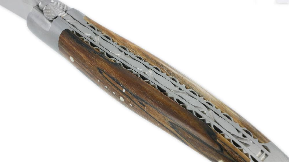 Laguiole Laguiole En Aubrac Knife 1 Piece 12cm Aubrac Wood Handle 2 Double Bolsters Brushed Finish NUM3