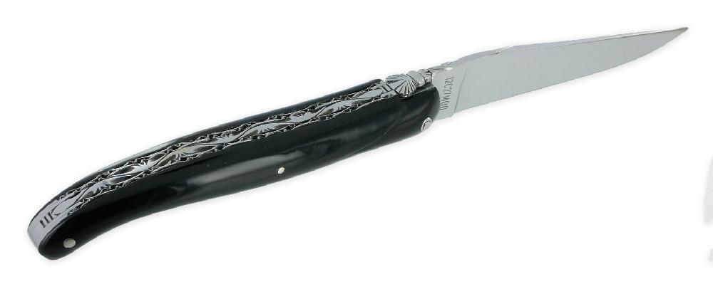 Laguiole Laguiole En Aubrac Knife 1 Piece 12cm Buffalo Handle Full Handle Shiny Finish Double Plates NUM1