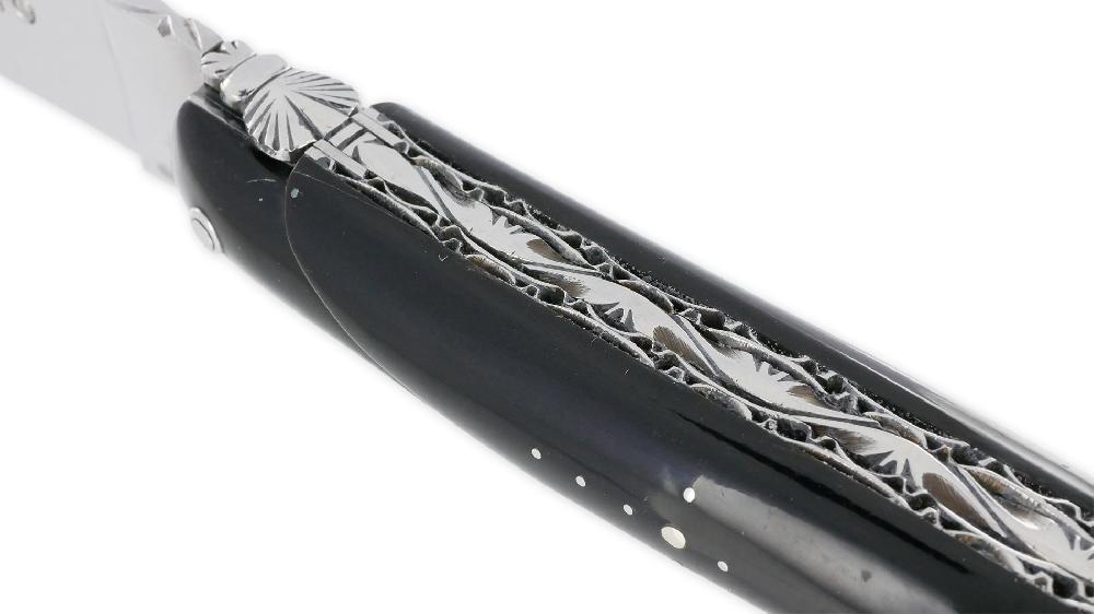 Laguiole Laguiole En Aubrac Knife 1 Piece 12cm Buffalo Handle Full Handle Shiny Finish Double Plates NUM1