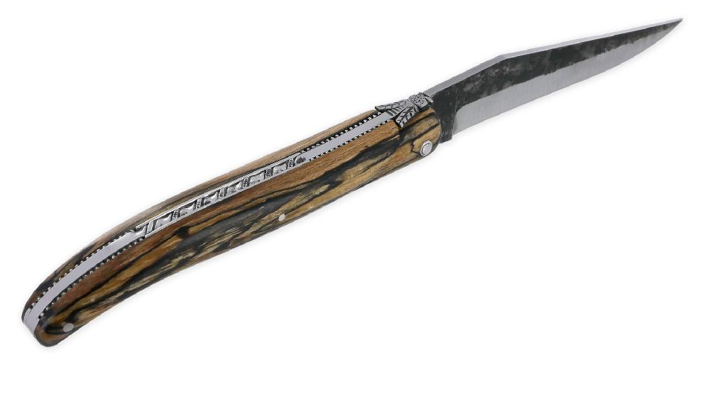 Laguiole Laguiole En Aubrac Knife 1 Piece 12cm Full Aubrac Wood Handle Beaded Plates Hancarved Spring Brut De Forge Blade Prestige Fly N°12