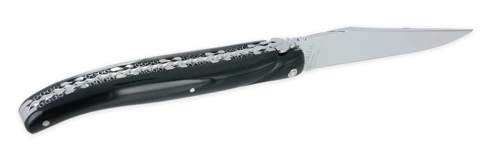 Laguiole Laguiole En Aubrac Knife 1 Piece 12cm Full Buffalo Handle Spirale Spring Double Plates Finely Handcarved Shiny Finish N°3