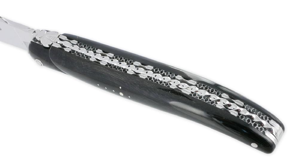 Laguiole Laguiole En Aubrac Knife 1 Piece 12cm Full Buffalo Handle Spirale Spring Double Plates Finely Handcarved Shiny Finish N°3