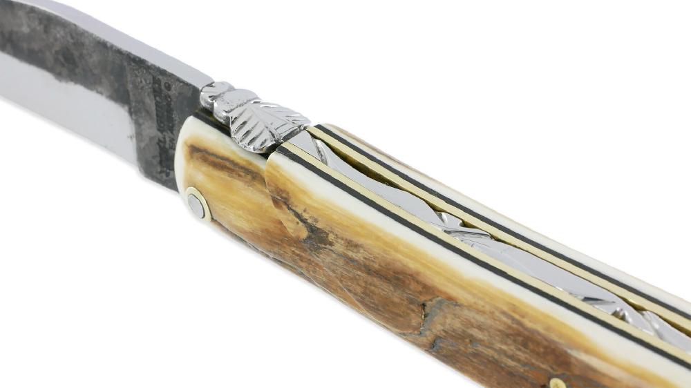 Laguiole Laguiole En Aubrac Knife 1 Piece 12cm Full Handle Mammoth Ivory Crust Blade Brut De Forge