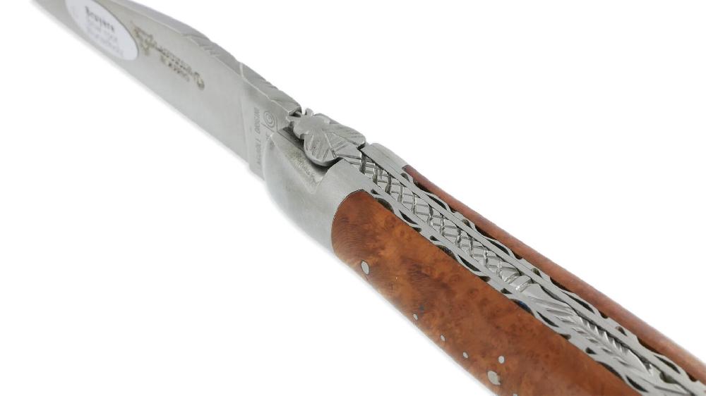 Laguiole Laguiole En Aubrac Knife 1 Piece 12cm Heather Handle 2 Bolsters Double Plates