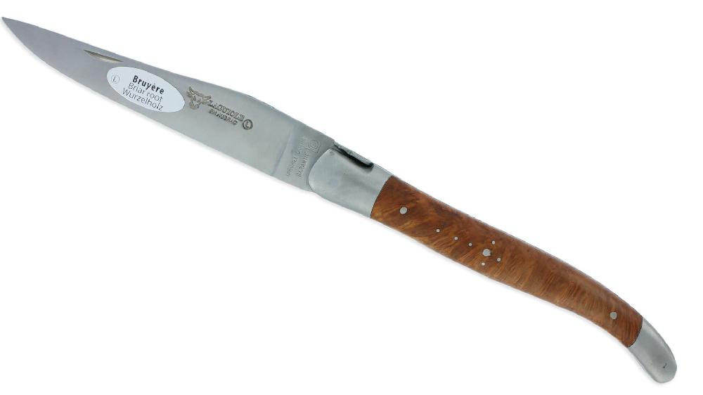 laguiole Laguiole en Aubrac knife 1 piece 12cm Heather Handle 2 Bolsters Double Plates