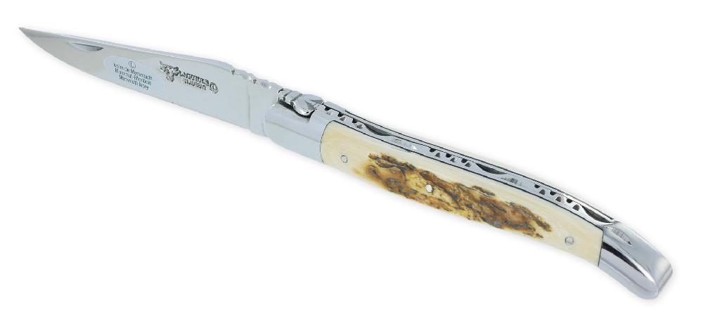 Laguiole Laguiole En Aubrac Knife 1 Piece 12cm Mammoth Ivory Crust 2 Shiny Stainless Steel Bolsters