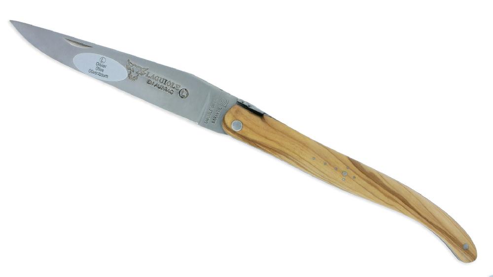 Laguiole Laguiole En Aubrac Knife 1 Piece 12cm Olivewood Handle Full Handle Brushed Finish Double Plates