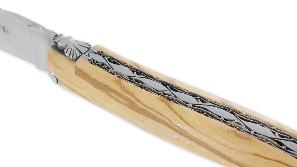 Laguiole Laguiole En Aubrac Knife 1 Piece 12cm Olivewood Handle Full Handle Brushed Finish Double Plates Num3