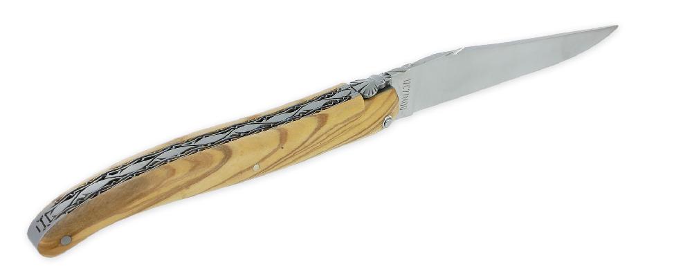 Laguiole Laguiole En Aubrac Knife 1 Piece 12cm Olivewood Handle Full Handle Brushed Finish Double Plates Num3