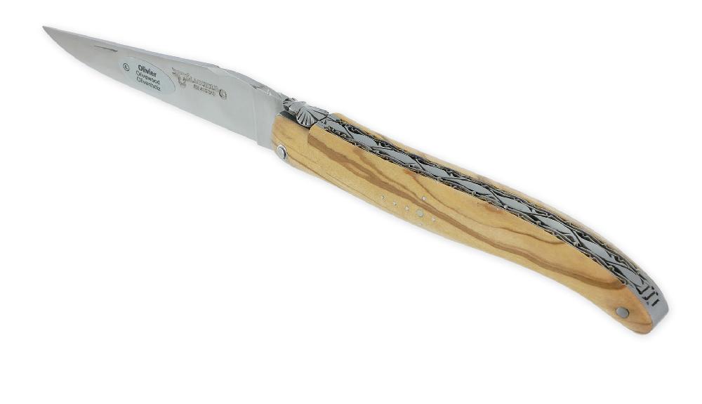 laguiole Laguiole en Aubrac Knife 1 piece 12cm Olivewood Handle Full Handle Brushed finish Double Plates Num3