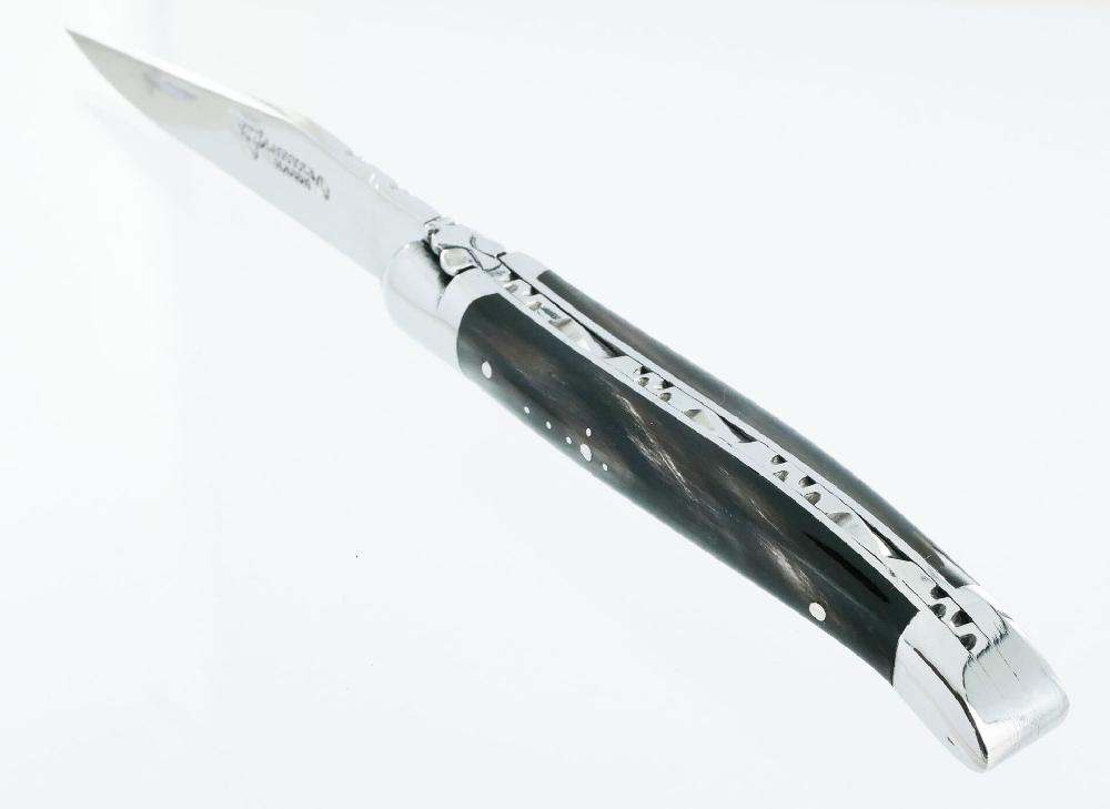 laguiole Laguiole en Aubrac Knife 1 pièce Buffalo Handle 2 Bolsters Shiny Stainless Steel 10 cm