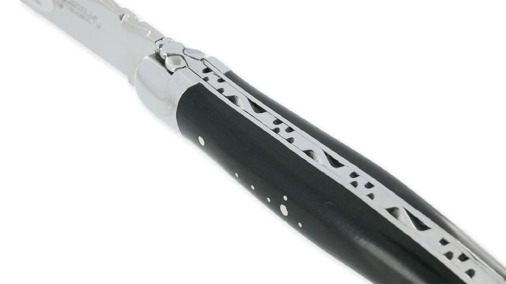 Laguiole Laguiole En Aubrac Knife 1 Pièce Ebony Handle Shiny 2 Bolsters Stainless Steel 10 Cm
