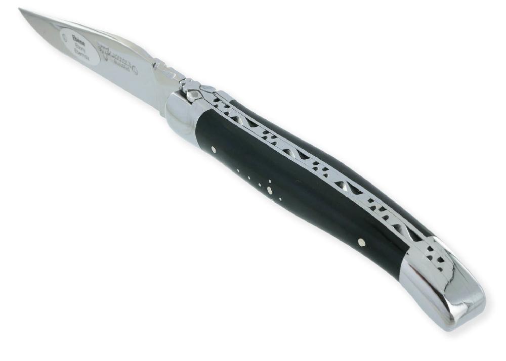 laguiole Laguiole en Aubrac Knife 1 pièce Ebony Handle Shiny 2 Bolsters Stainless Steel 10 cm