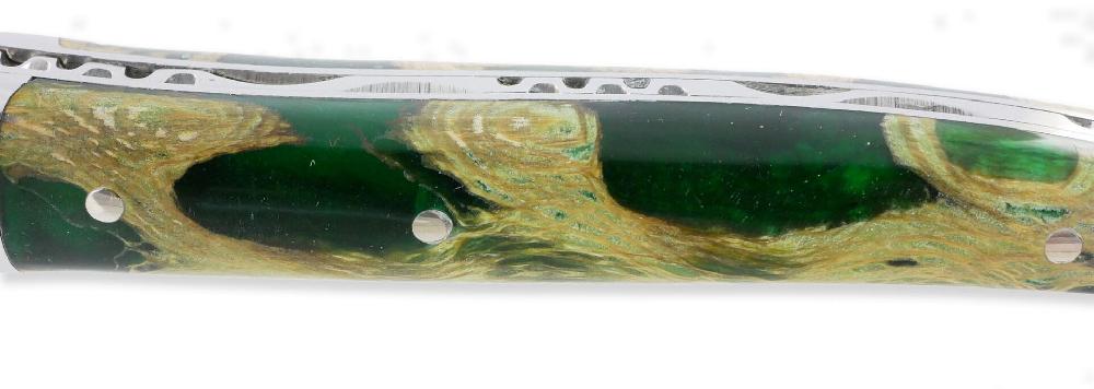 Laguiole Laguiole En Aubrac Knife 1 Piece Green Cactus Handle 2 Bolsters Shiny Stainless Steel 10 Cm