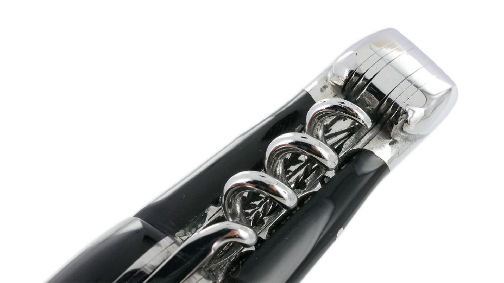 Laguiole Laguiole En Aubrac Knife 2 Pieces 12cm With Corkscrew Buffalo Handle 2 Shiny Stainless Steel Bolsters Double Plates