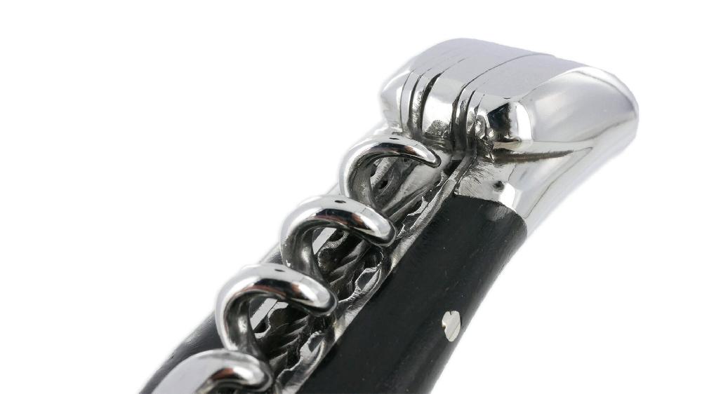 Laguiole Laguiole En Aubrac Knife 2 Pieces 12cm With Corkscrew Ebony Handle 2 Shiny Stainless Steel Bolsters Double Plates