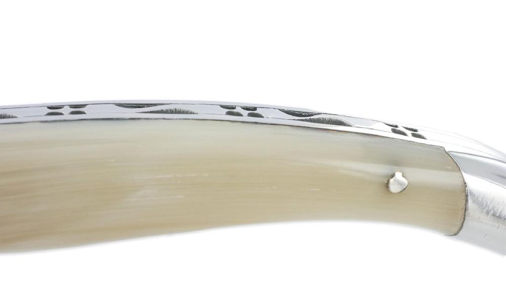 Laguiole Laguiole En Aubrac Knife Big Size 1 Piece 13 Cm Horn Tip 2 Bolsters Shiny Stainless Steel