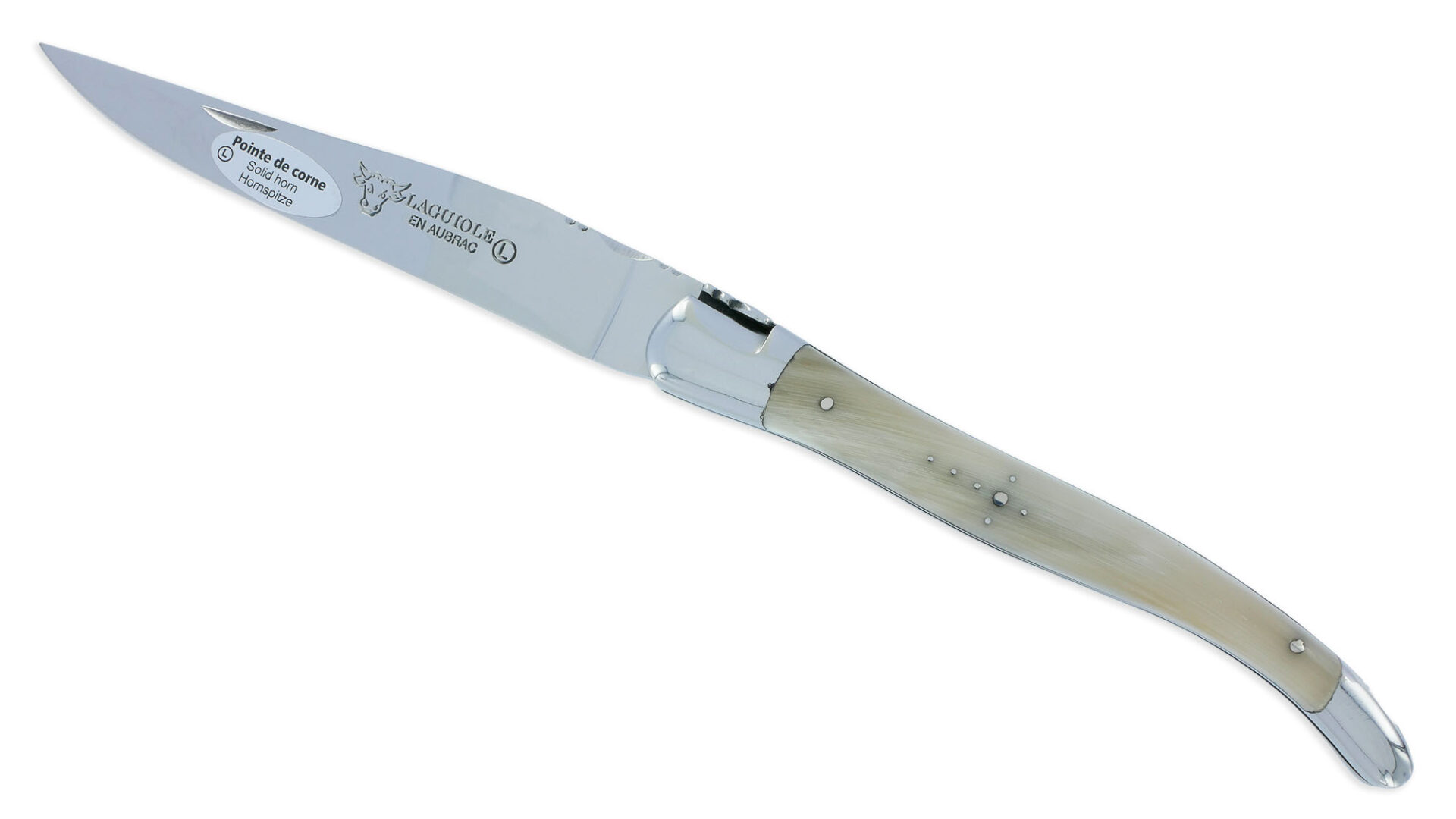 laguiole Laguiole en Aubrac Knife Big Size 1 Piece 13 cm Horn Tip 2 Bolsters Shiny Stainless Steel