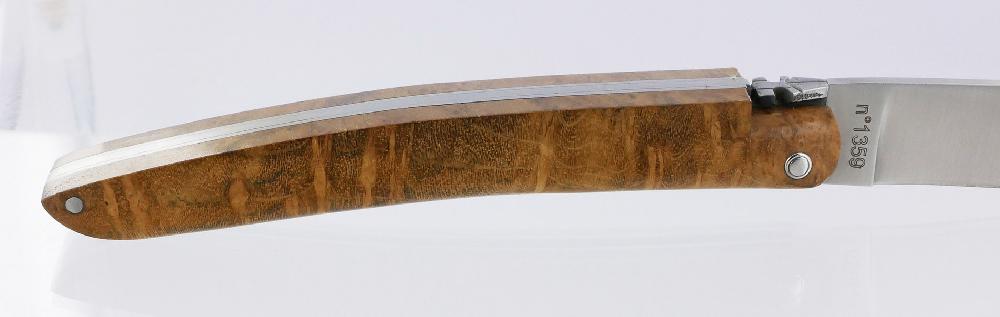 Laguiole Laguiole En Aubrac Knife Origin Liner FRANCE Le Marine Full Handle In Teak And Aluminum Portholes On The Blade Numbered And Limited Series Brushed Finish