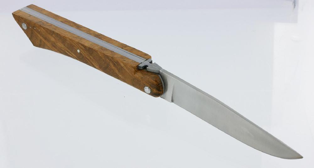 Laguiole Laguiole En Aubrac Knife Origin Paquebot FRANCE Full Teak Handle 12 Cm Brushed Finish Limited Series