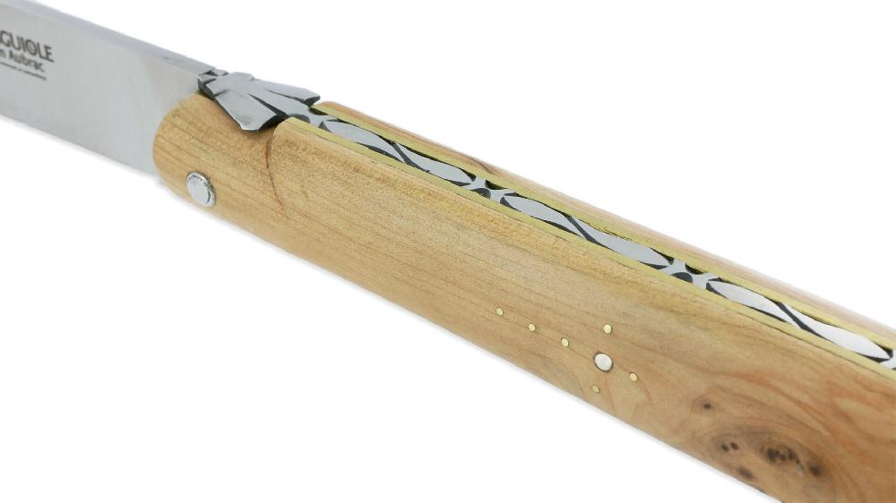 Laguiole Laguiole En Aubrac Straight Knife 1 Piece 13 Cm Juniper Full Handle Brushed Stainless Steel Blade