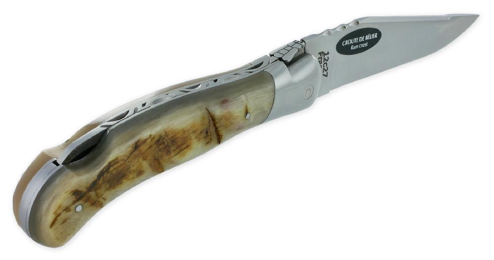 laguiole Laguiole Hunting Knife Arbalete Blond Ram Crust Handle Brushed Finish12cm