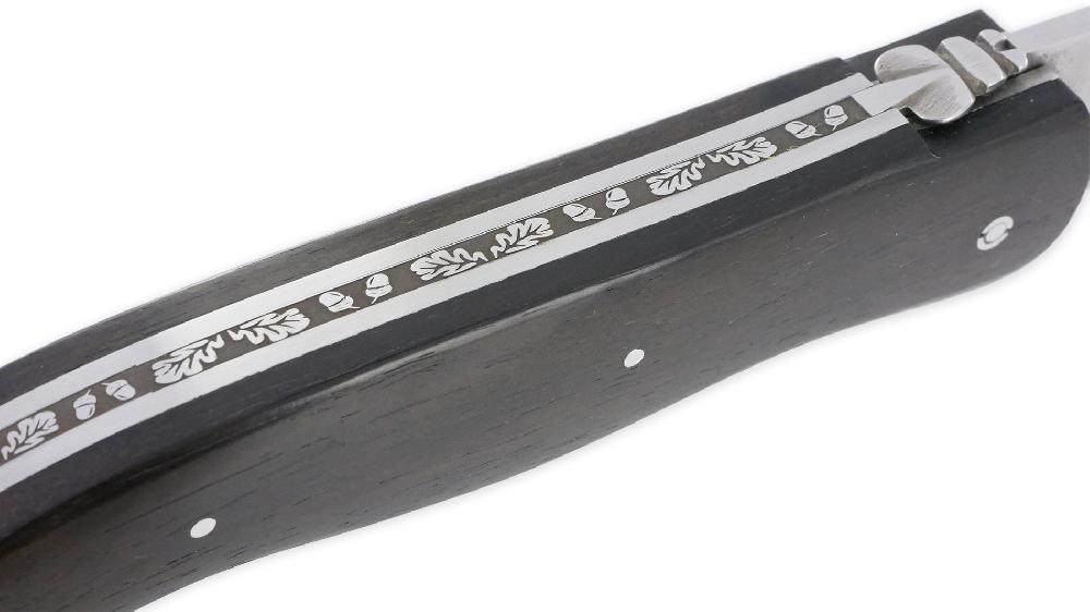 Laguiole Laguiole Prestige Designer Knife 1 Piece 12 Cm Napoleon Silver Coin Inlay Full Ebony Handle Carved Spring Unique Piece