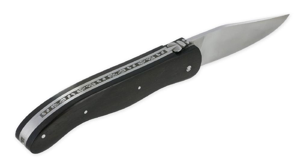 Laguiole Laguiole Prestige Designer Knife 1 Piece 12 Cm Napoleon Silver Coin Inlay Full Ebony Handle Carved Spring Unique Piece