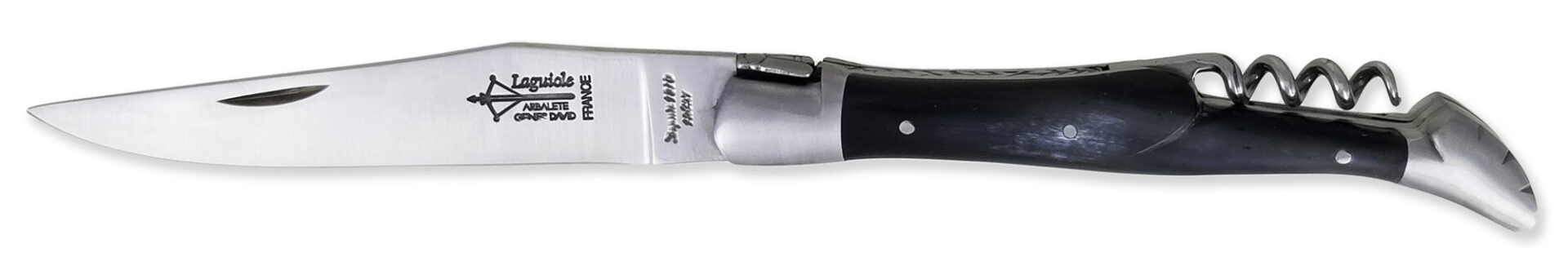 Laguiole Laguiole Yesterday Knife Buffalo Handle 2 Pieces 12cm 2 Brushed Stainless Steel Bolsters With Corkscrew