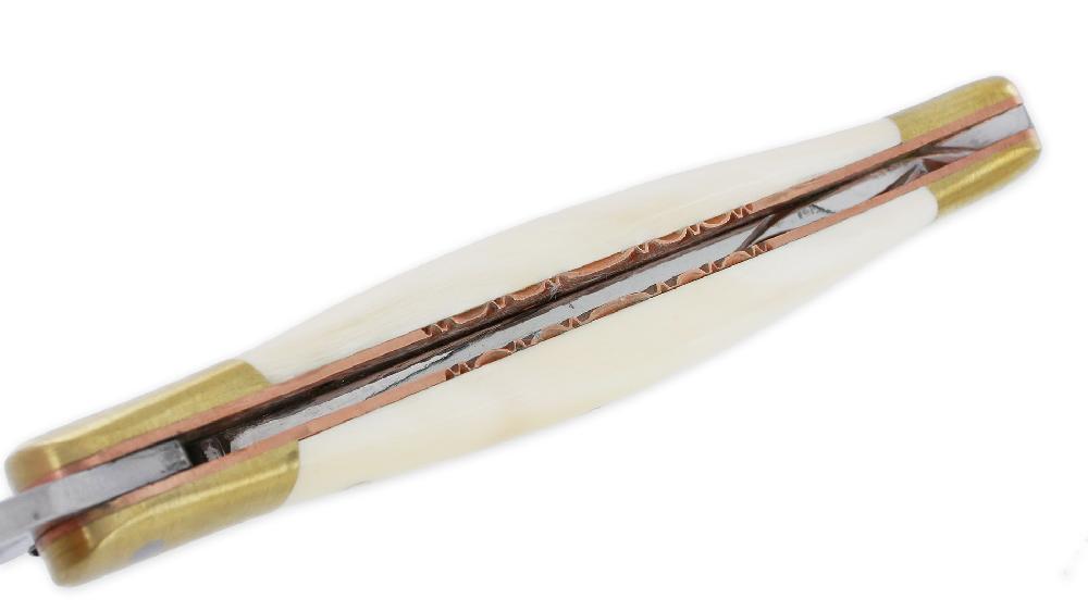 Laguiole Prestige Folding Knife Laguiole En Aubrac Le Bijou Handle In Laguiole En Aubrac Warthog 2 Golden Brass Bolsters Copper Plates Prestige Fly Jewel N°1
