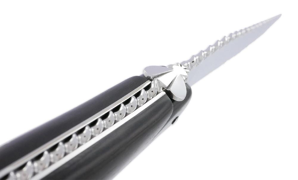 Laguiole Prestige Knife Forge De Laguiole Rambaud Ebony Full Handle Twisted Spring