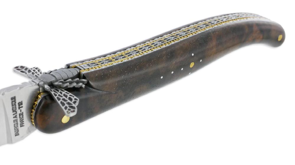 Laguiole Prestige Knife Forge De Laguiole Rambaud Full Handle Walnut Double Plates Flight Of The Bee 3D