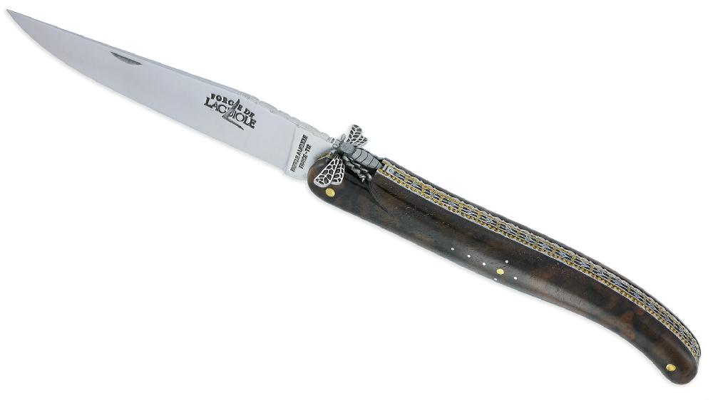 laguiole Prestige Knife Forge de Laguiole Rambaud Full Handle Walnut Double Plates Flight of the Bee 3D