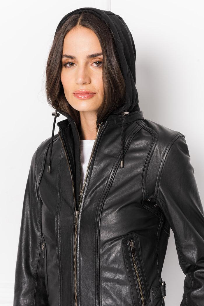 Lamarque ARLETTE | Veste Moto En Cuir Convertible Noir