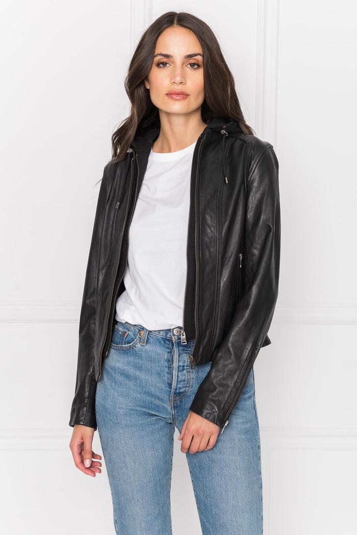 Lamarque ARLETTE | Veste moto en cuir convertible noir