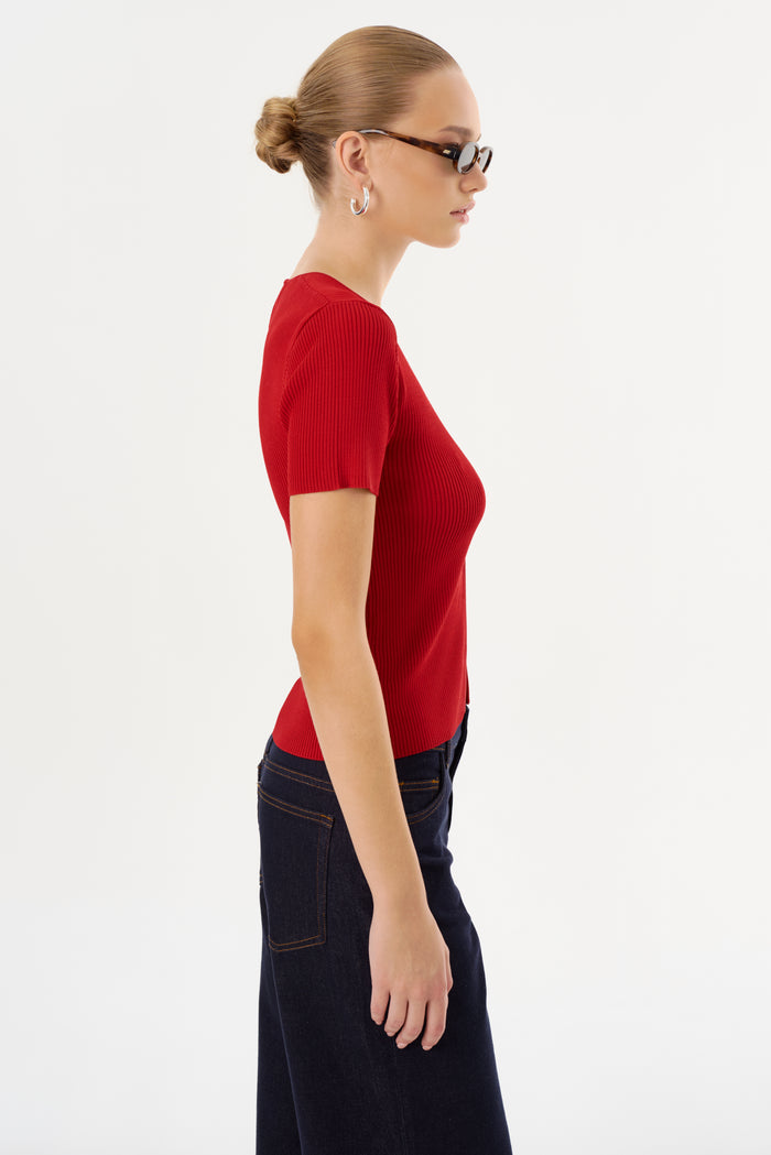 Lamarque AURELIE | Haut à Manches Courtes En Tricot Côtelé