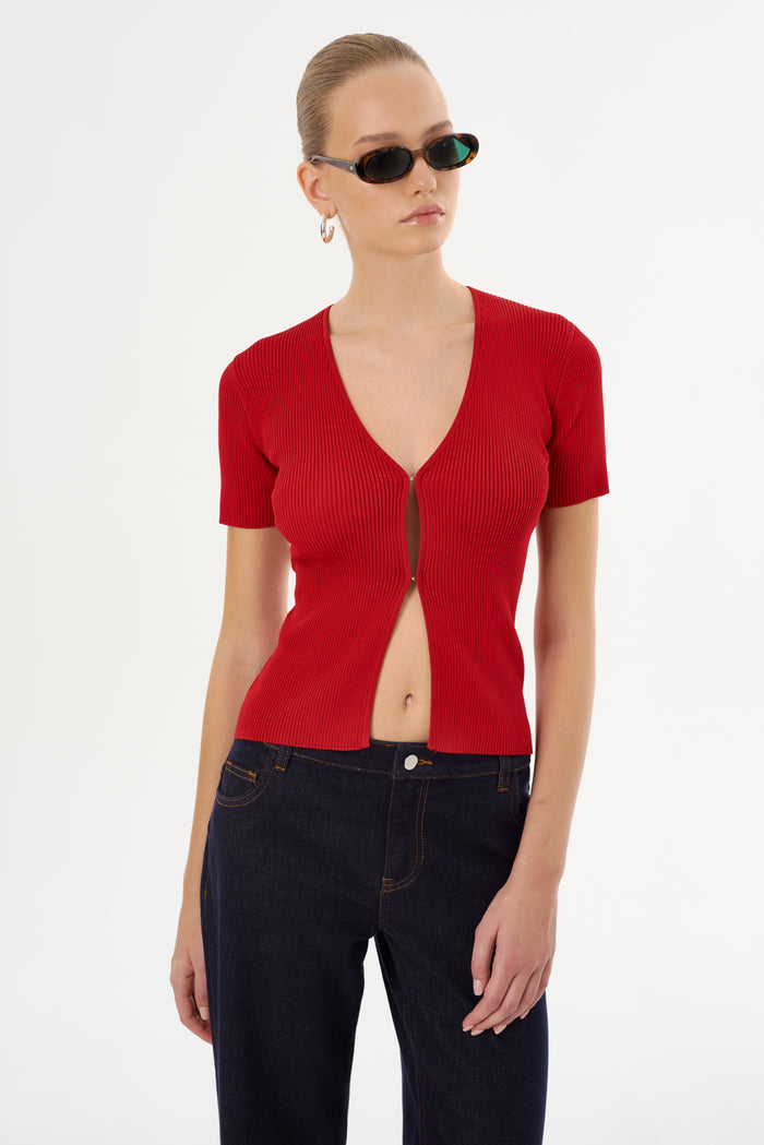 Lamarque AURELIE | Haut à manches courtes en tricot côtelé